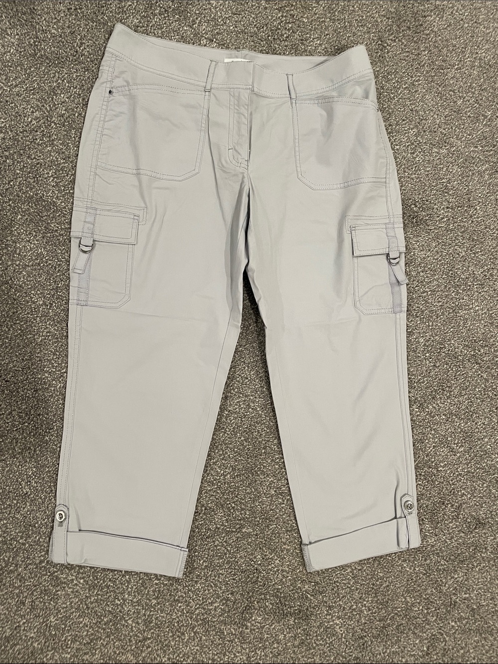 White House Black Market Light Gray Cargo Capri Pants